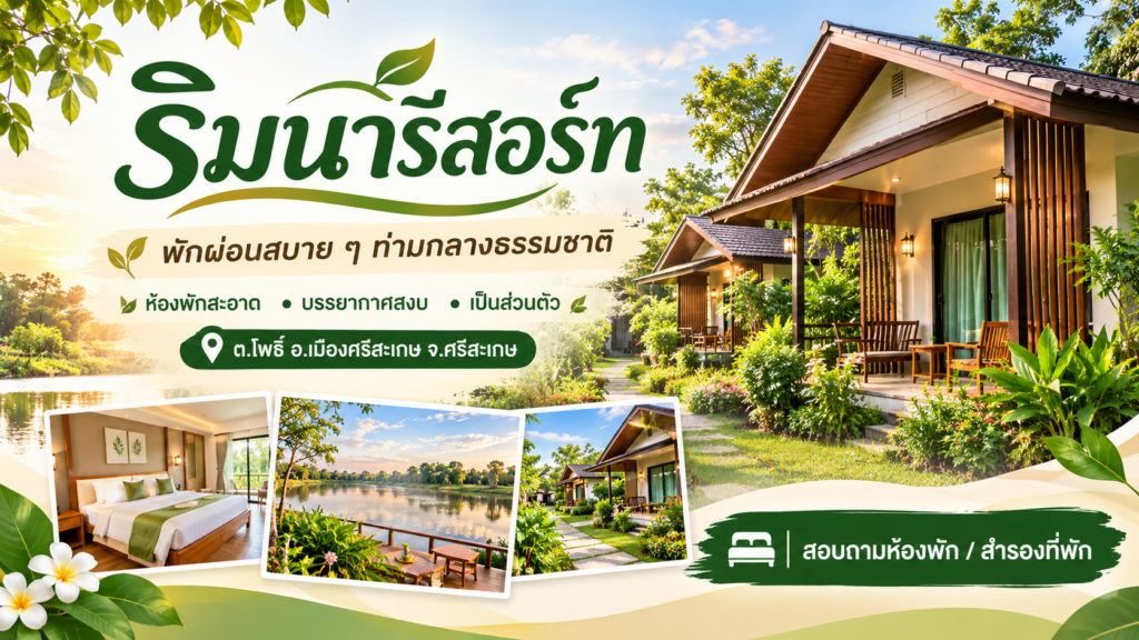 ริมนารีสอร์ท อ.เมือง จ.ศรีสะเกษ 0868704297, 0903613090